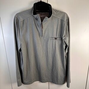 Age of Wisdom Mens M Gray Long Sleeve 1/4 Zip Pullover Pocket‎ Golf Athleisure